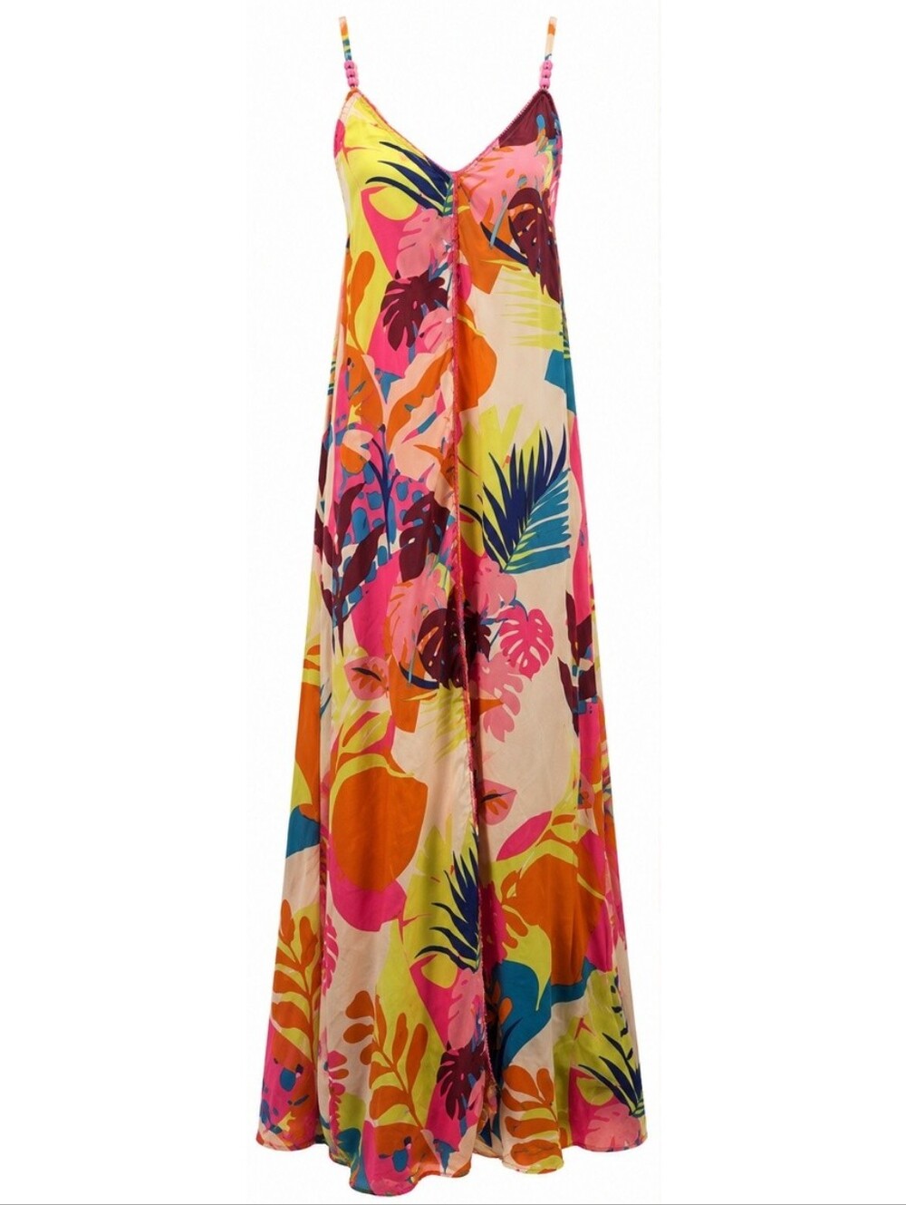 True Destinations Tropical Floral Maxi Dress Resort Vacation Beach Coverup M